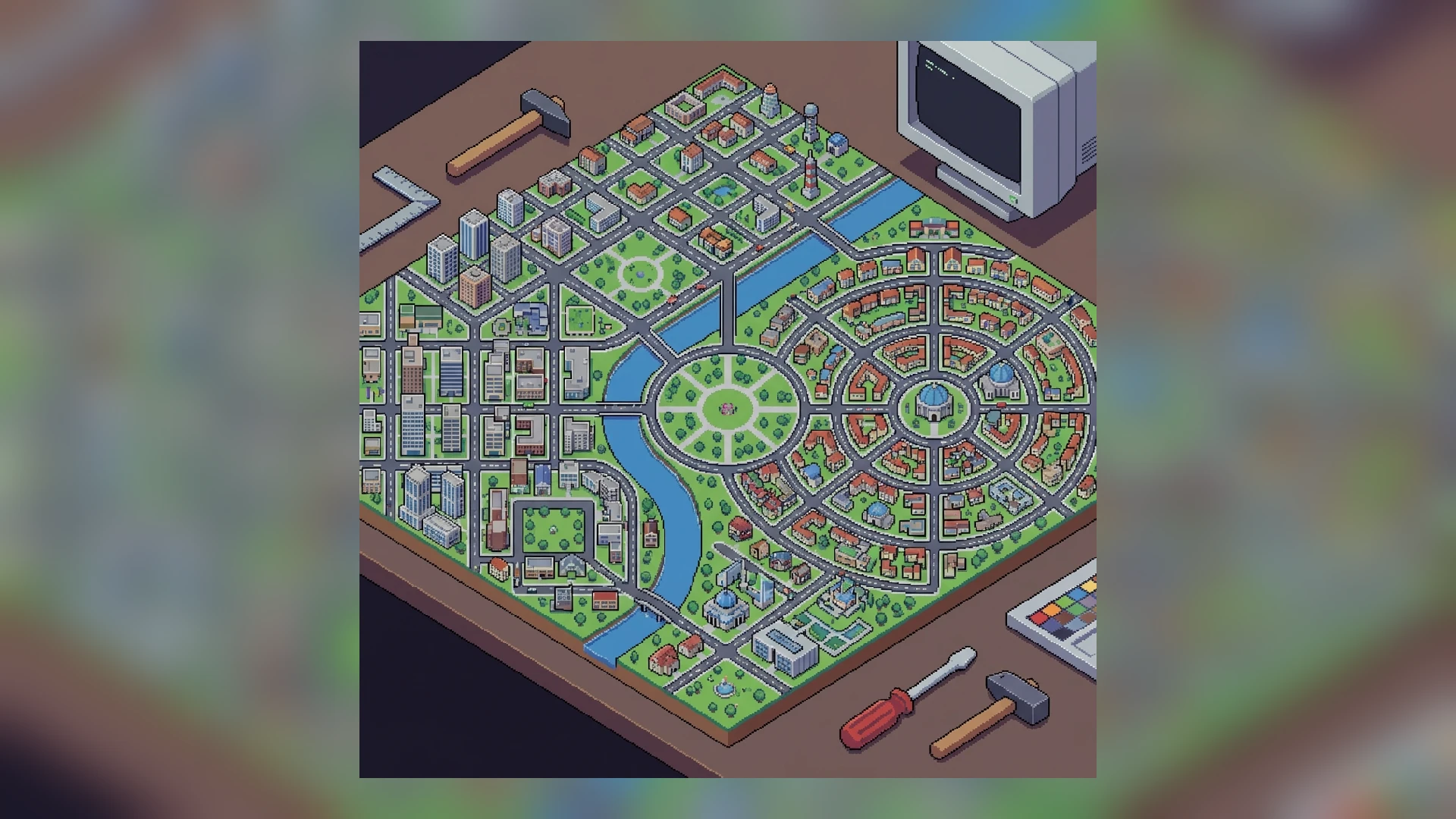 City layout plans pixel art