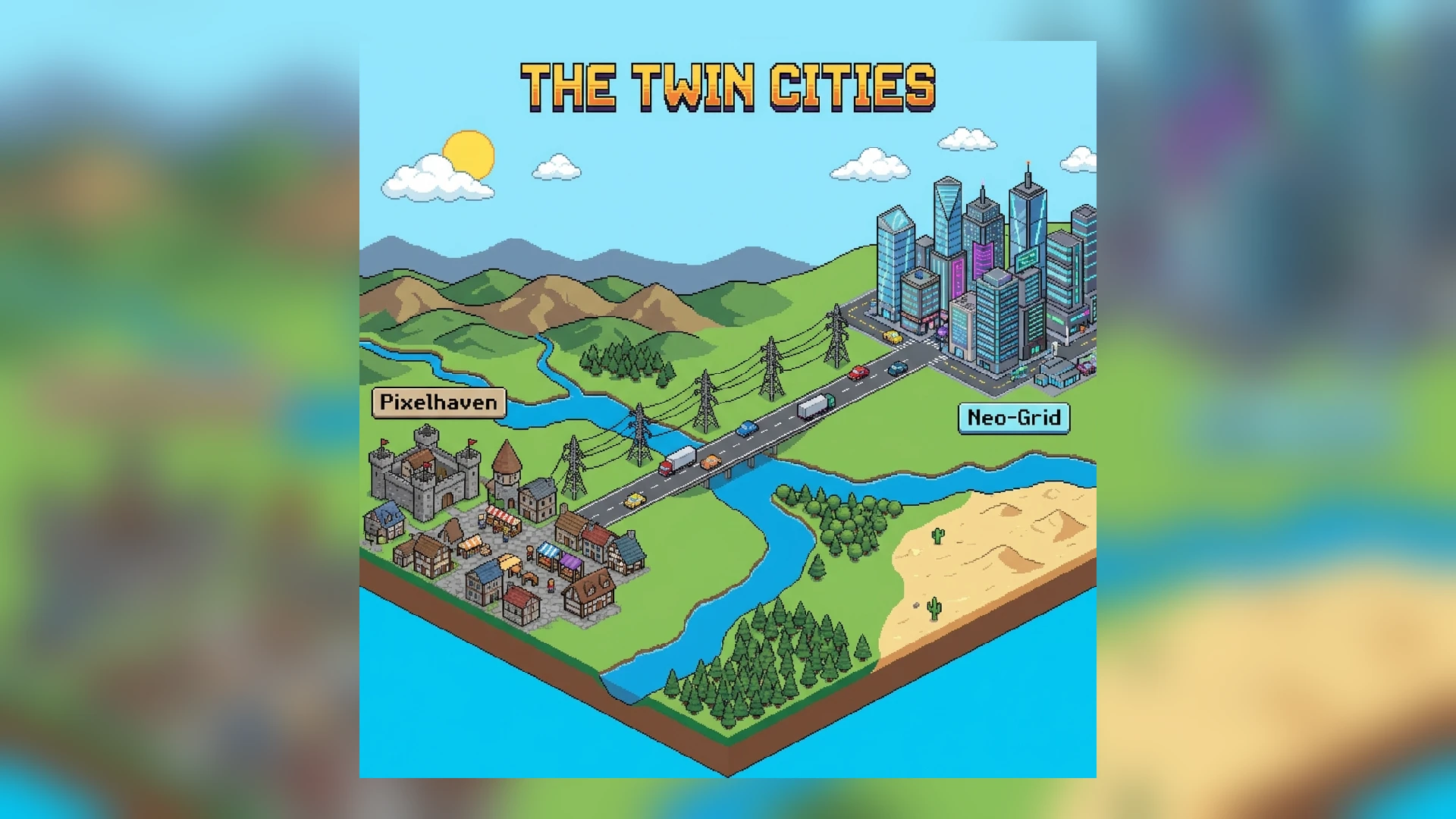 Pixel art regional map